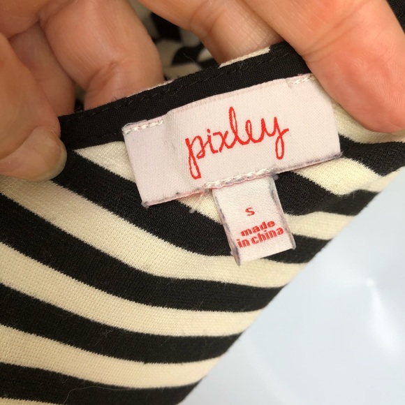 Pixley black/white striped fit & flare dress sz S - Picture 4 of 8